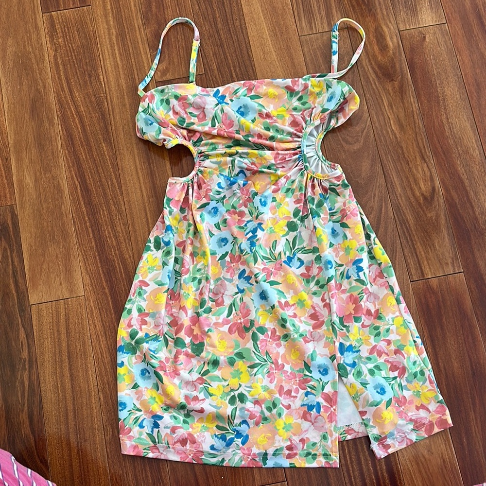 Beginning Boutique Floral Mini Dress - Pink, Yellow, Blue